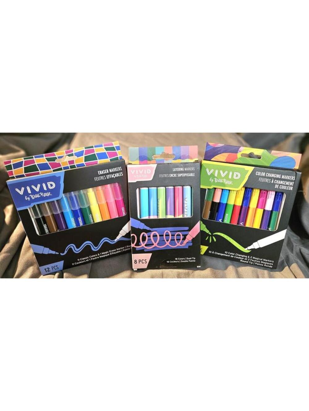Vivid by Brea Reese MARKERS Set Of Three LAYERING, ERASER, COLOR CHANGING